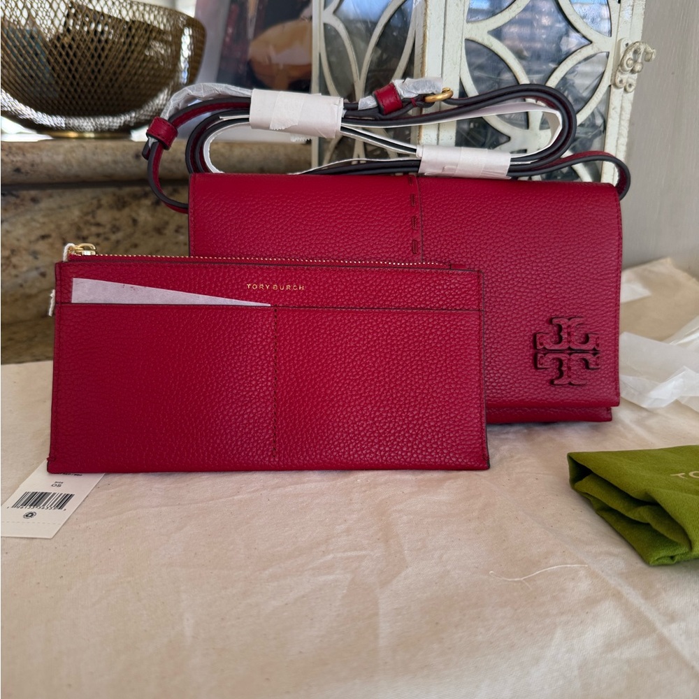 375+tory burch McGraw Wallet Crossbody  Red Color - Picture 4 of 12